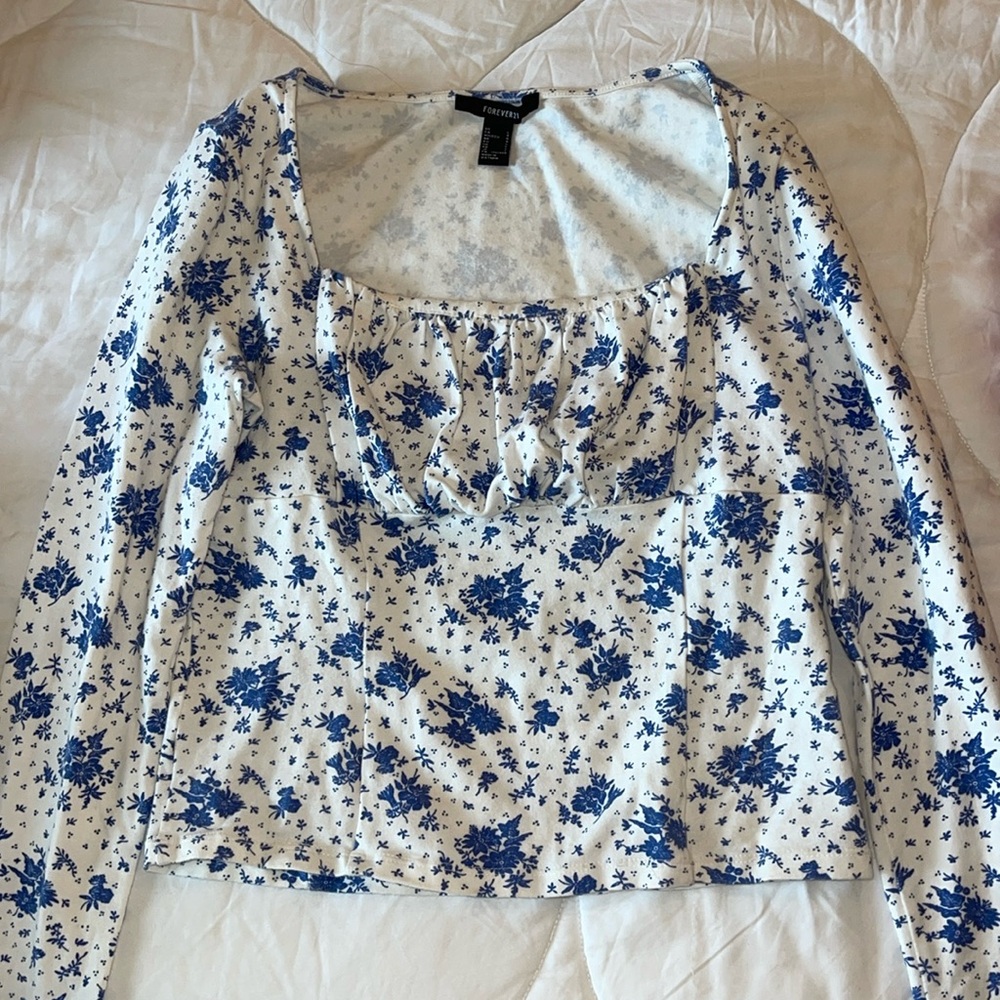 White/blue Forever 21 Top